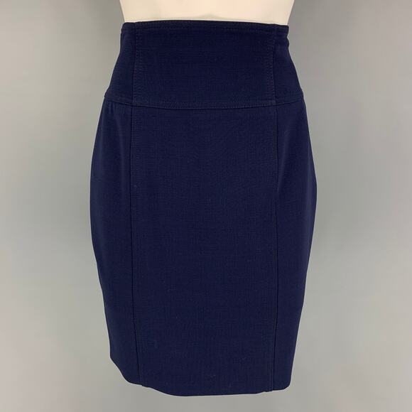 RALPH LAUREN Black Label Size 4 Navy Wool Pencil Knee-Length Skirt - Picture 1 of 5